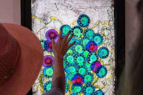 Touching glass artwork