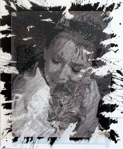 “Golightly and Cat”,an abstract linear painting by Jim Stevens